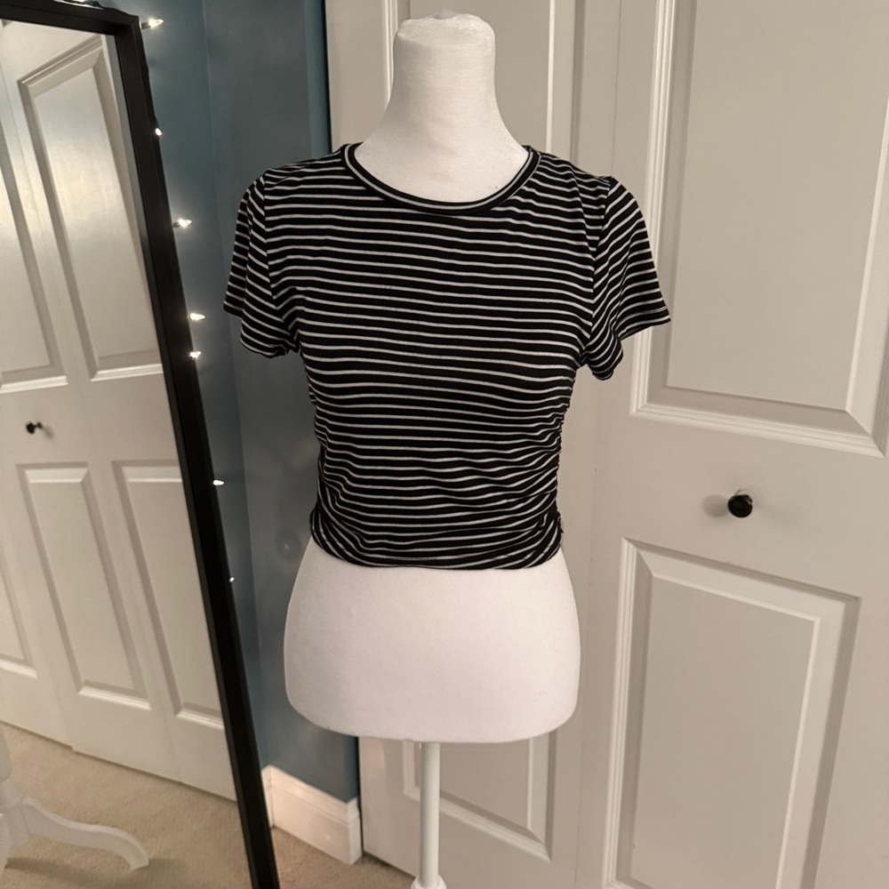 Black and White Striped Top - medium